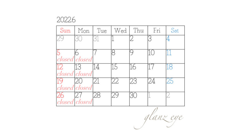 6月定休日のお知らせ
