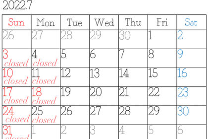 7月定休日